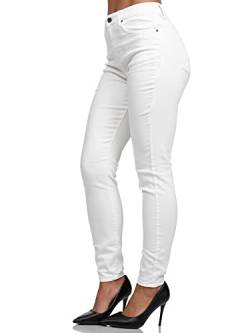 Tazzio Damen Skinny Fit Jeans High Waist Denim Jeanshose Slim Stretch Hose F107 Weiß 44 von Tazzio