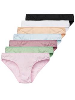 Tazzio Damen Slip 7er-Pack Unterhosen Slips Unterwäsche Pantys Mehrpack Schlüpfer Baumwolle Set F900 (Mix Farben, L) von Tazzio