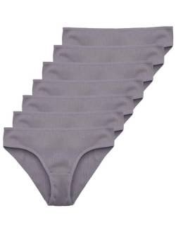 Tazzio Damen Slip 7er-Pack Unterhosen Slips Unterwäsche Pantys Mehrpack Schlüpfer Baumwolle Set F901 (Anthrazit, S) von Tazzio