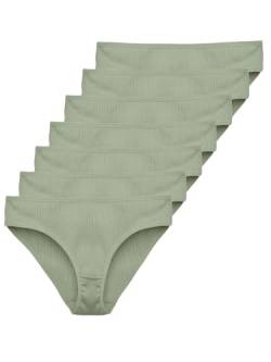 Tazzio Damen Slip 7er-Pack Unterhosen Slips Unterwäsche Pantys Mehrpack Schlüpfer Baumwolle Set F901 (Khaki, L) von Tazzio