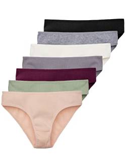 Tazzio Damen Slip 7er-Pack Unterhosen Slips Unterwäsche Pantys Mehrpack Schlüpfer Baumwolle Set F901 (Mix Farben, M) von Tazzio