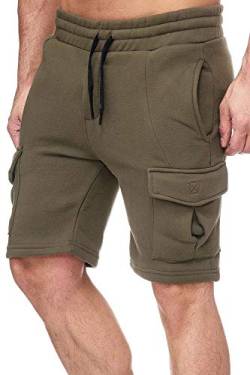 Tazzio Herren Cargo Shorts Sweatshort Jogginghose Fitnesshose Traininghose Sweatpants Sporthose Freizeithose (XL, Khaki (18605)) von Tazzio