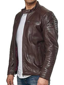 Tazzio Herren Jacke Lederjacke Echtleder Leder Biker Übergangsjacke 19709 (Bordeaux, M) von Tazzio