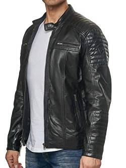 Tazzio Herren Jacke Lederjacke Echtleder Leder Biker Übergangsjacke 19709 (Schwarz, M) von Tazzio