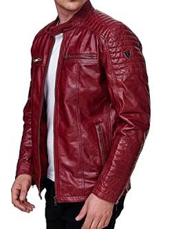 Tazzio Herren Jacke Lederjacke Echtleder Leder Biker Übergangsjacke 19709 (Weinrot, L) von Tazzio