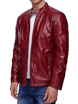 Tazzio Herren Jacke Lederjacke Echtleder Leder Übergangsjacke 19707 (Weinrot, XXL) von Tazzio