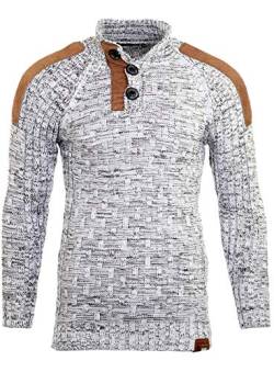 Tazzio Herren Patched Grobstrick Winter Pullover TZ-3570 Weiß 2XL von Tazzio