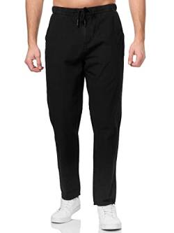 Tazzio Hose Stoffhose Leinen-Optik Herren Regular Fit Chino Chinohose Herrenhose A108 (Schwarz, S) von Tazzio