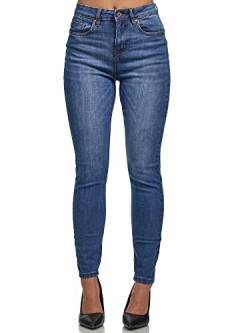 Tazzio Jeans Damen High Waist Denim Slim Skinny Fit Jeanshose Stretch Hose F101 Blau 36 von Tazzio