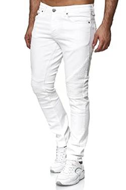 Tazzio Jeans Herren Slim Fit Biker Destroyed Look Stretch Jeanshose Hose Denim 16517 (30W/32L, Weiß) von Tazzio