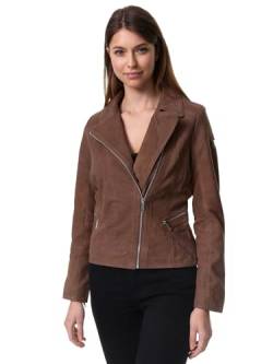 Tazzio Lederjacke Damen Leder Jacke Echtleder Biker Look F500 (Braun, XL) von Tazzio