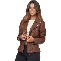 Tazzio Lederjacke F501 moderne & zeitlose Damen Jacke im Biker Look mit Reverskragen von Tazzio