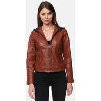 Tazzio Lederjacke F503 Damen Leder Jacke im Biker Look mit abnehmbarer Kapuze von Tazzio