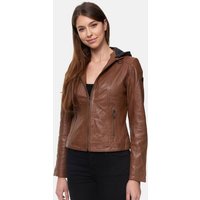 Tazzio Lederjacke F503 Damen Leder Jacke im Biker Look mit abnehmbarer Kapuze von Tazzio