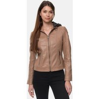 Tazzio Lederjacke F503 Damen Leder Jacke im Biker Look mit abnehmbarer Kapuze von Tazzio