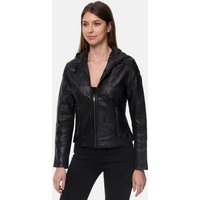 Tazzio Lederjacke F503 Damen Leder Jacke im Biker Look mit abnehmbarer Kapuze von Tazzio