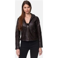 Tazzio Lederjacke F503 Damen Leder Jacke im Biker Look mit abnehmbarer Kapuze von Tazzio