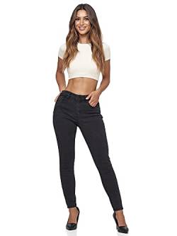 Tazzio Skinny Fit Jeans Hose Damen Jeanshose mit Stretch im 5-Pocket-Style F105 (38, Schwarz) von Tazzio