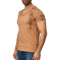 Tazzio T-Shirt 4022 in trendiger Ölwaschung mit stylischem Kragen und Knopfleiste an der Schulter von Tazzio
