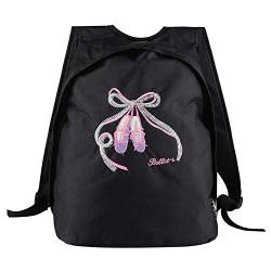 Ballett Tasche Damen,Mädchen Ballett Tasche Tanzen Rucksack Kinder Schulrucksack Tagesrucksack Mode Kinder Schulter Reißverschlusstasche Sport-Tasche Für Ballett,Tanz,Basketball (Schwarz) von Tbest