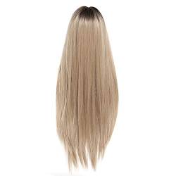 Perücken, Vordere Spitzeperücke Pony Langes Glattes Blondes Haar Synthetische Hitzebeständige Faserhaare Für Frauen 70 Cm Lc288 von Tbest