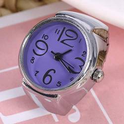 Tbest 1Pc Modische Frauen Männer Quarz Analog Runde Finger Ring Liebe Uhr Weiß Uhren Paar Uhren (Purple) von Tbest