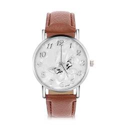 Tbest Reloj, Günstige Damenuhren Modische Pu-Lederband Quarzuhr Damen Weiblich Analog Armbanduhren Weiß (Kaffee) von Tbest