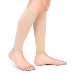 Tbest medizinische kompressionsstrümpfe,damen medizinisch Wadenkompressionsärmel, Beinkompressionsstrümpfe mit zweistufigen elastischen Socken aus Krampfader Wadenscheide für Männer Frauen(M-Beige) von Tbest