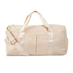 Tbkoeudhg 1 Stück Turnbeutel für Damen und Herren, Sport-Seesäcke für Tanz und Schwimmen, Reisetasche mit Nassfach und Schuhfach, Beige von Tbkoeudhg