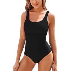 TcIFE Damen Badeanzug One Piece Schwimmanzug Einteiler Figurformend Bauchweg tiefer U-Rücken Bademode Push Up Sport Beachwear Swimsuit von TcIFE