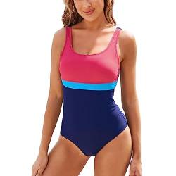 TcIFE Damen Badeanzug One Piece Schwimmanzug Einteiler Figurformend Bauchweg tiefer U-Rücken Bademode Push Up Sport Beachwear Swimsuit von TcIFE