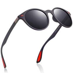 Tclothing Retro Sonnenbrillen Herren Damen Runde Polarisierte Sonnenbrillen Herren Sportbrillen Mode TR Material Ultraleicht UV400 von Tclothing
