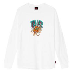 Tealer Herren Longsleeve Dragon's Breath White Tee T-Shirt, weiß, XL von Tealer