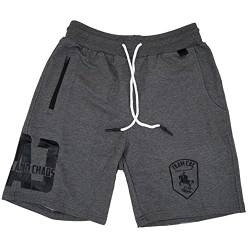 Team-CAC "Foxtrott Edition Grau Gr.M Sporthose Herren kurz - Baumwolle mit Reißverschluss Taschen, Gym Trainingshose, Laufhose mit Handytasche- Activewear für Herren, Shorts Herren von Team-CAC