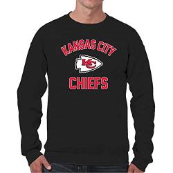 Team Fan Apparel NFL Adult Gameday Football Crewneck Sweatshirt – Baumwollmischung – Bleiben Sie warm, bequem und stilvoll am Spieltag (Kansas City Chiefs – Schwarz, Erwachsene X-Large) von Team Fan Apparel