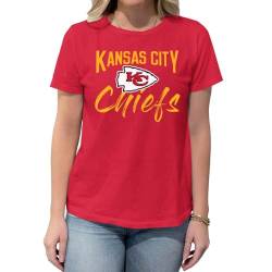 Team Fan Apparel NFL Damen Paintbrush Relaxed Fit Unisex T-Shirt - Stoff für einen entspannten & bequemen Fußballspieltag, Kansas City Chiefs - Rot, XL von Team Fan Apparel