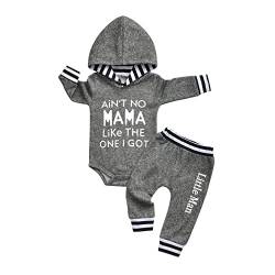 Tearfuty Baby Boy Kleidung Trainingsanzug Kapuzenpullover Langarm Oberteile Hosen 2er Set Grau（0-3 Monate） von Tearfuty