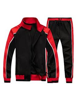 Tebreux Herren Jogginganzug Trainingsanzug Männer Fitness Sport Jogginganzug Reißverschluss Freizeitanzug 2-Schwarz XL von Tebreux