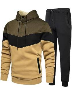 Tebreux Herren Trainingsanzug Jogginganzug Freizeitanzug Fitness Sweatjacke Jogginghose Einfarbig Anzug Sportanzug Stil 2-Grün L von Tebreux