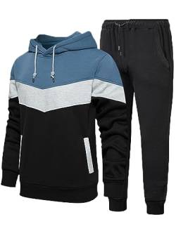 Tebreux Herren Trainingsanzug Jogginganzug Freizeitanzug Fitness Sweatjacke Jogginghose Einfarbig Anzug Sportanzug Stil 2-Jeansblau M von Tebreux