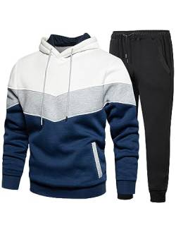 Tebreux Herren Trainingsanzug Jogginganzug Freizeitanzug Fitness Sweatjacke Jogginghose Einfarbig Anzug Sportanzug Stil 2-Weiß XL von Tebreux