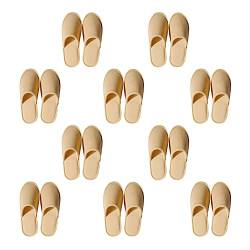 Teceyfeet 10 Paar Hotelslipper geschlossen Zehe Universalgröße Bequeme washable Einwegslipper aus 100% Baumwoll Hausschuhe Gästehausschuhe Rutschfester Sohle Slipper von Teceyfeet