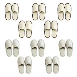 Teceyfeet 10er Set Gästehausschuhe, Unisex Hausschuhe Set Hochwertig Hotelslipper Badeslipper Gästepantoffeln von Teceyfeet