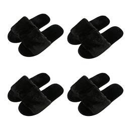 Teceyfeet 4 Paar Unisex Hotelslipper, Frottee Slipper, Spa-Hausschuhe, Offener Zeh Plüsch Badeslipper, Einweg Pantoffeln für Damen und Herren, Gästehausschuhe Set im Frühling und Herbst von Teceyfeet