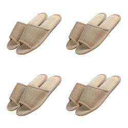 Teceyfeet 4 Paare Hotelslipper Set, Waschbar Badepantoletten Anti-Rutsch Gästehausschuhe Hausschuhe Baumwolle & Leinen Pantoffeln Bequeme Slip-on Slippers Pantoffeln für Frauen Männer von Teceyfeet