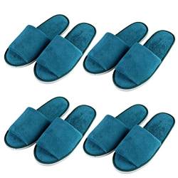 Teceyfeet 4 Paars Gästehausschuhe Set, Hotelslipper Hausschuhe Set Hochwertig Waschbar Hotelslipper Offene Zehe Badeslipper für Damen 28 * 11cm,Herren 29.5 * 11.5cm von Teceyfeet