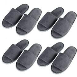 Teceyfeet 4 Paars Gästehausschuhe Set, Hotelslipper Hausschuhe Set Hochwertig Waschbar Hotelslipper Offene Zehe Badeslipper für Damen 28 * 11cm,Herren 29.5 * 11.5cm von Teceyfeet