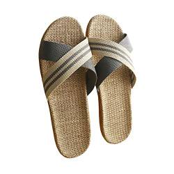 Teceyfeet Hausschuhe Herren Badeschuhe Leinen Damen Badeschlappen Rutschfestes Sommer Schuhe Pantoffeln aus Baumwolle Flache Flip Flops Strandschuhe von Teceyfeet