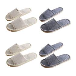 Teceyfeet Hausschuhe Slippers für Damen Herren,4 Paare Gästehausschuhe Set Hausschuhe Gäste Pantoffeln Slippers rutschfest Pantoffeln Indoor von Teceyfeet