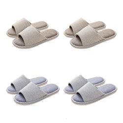 Teceyfeet Hausschuhe Slippers für Damen Herren,4 Paare Hausschuhe Winter Unisex Gästehausschuhe Pantoffeln Warme Hausschuhe Waschbare Slippers Frottee-Slipper Hotelslipper Badepantoletten von Teceyfeet